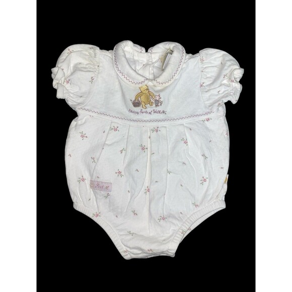 Classic Pooh Vtg Floral Pooh & Piglet Baby Bubble Romper Size 6m - Picture 1 of 1